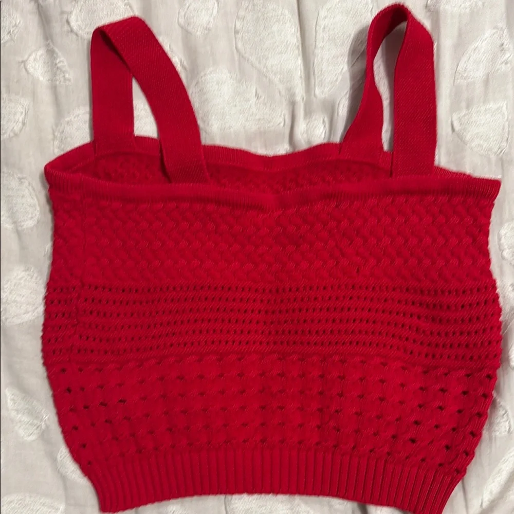 Astr Red Ribbed Crop Tank Top like new. Size small - Picture 6 of 8